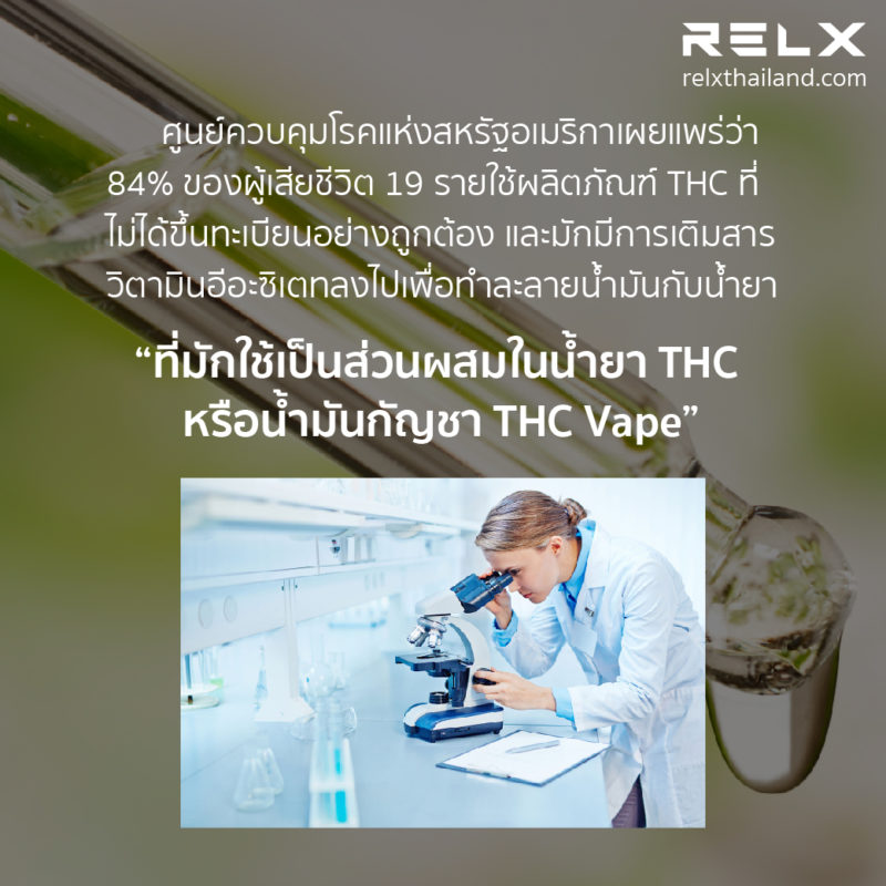 84% ของผู้เสียชีวิต มักใช้น้ำมันกัญหา THC vape เป็นส่วนผสมในน้ำยา